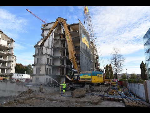 Ein Bubentraum - Baggerfahren mit dem grössten Bagger CAT 395 beim Rückbau Mythenquai Zürich