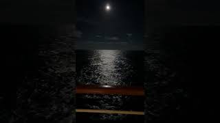 Cruise Shorts - Full Super Moon Over the Atlantic Ocean on the Carnival Elation Cruise Ship