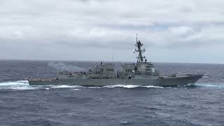Navy Destroyer USS Wayne E Meyer DDG108  fires CIWS