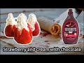 Strawberry And Cream With Hershey Chocolate Syrup Sprinkle Ice Cream Rolls Asmr 먹방 Mukbang In 4K