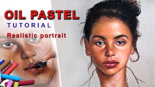 Oil Pastel painting  Tutorial  Realistic Portrait