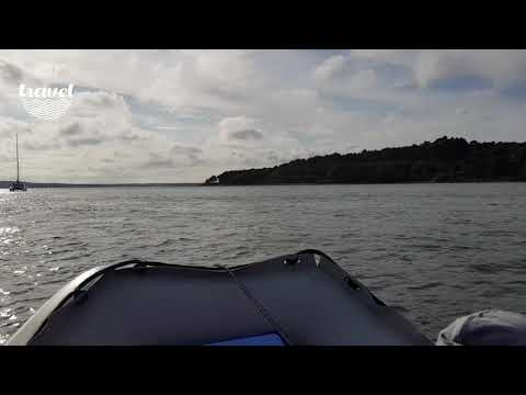 View of the front of a boat on water