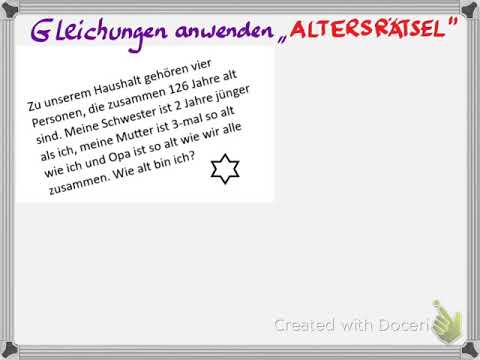 Gleichungen 16 Altersrätsel