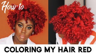 How I Dyed My Natural Hair Bright Red Without Bleach at HOME!!!