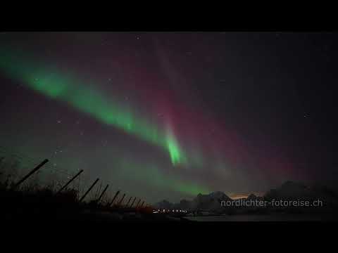 Seltene Blutrote und Pinkige Aurora Nordlichter und Nordlichterkorona - Videoaufnahme vom 15.02.2023