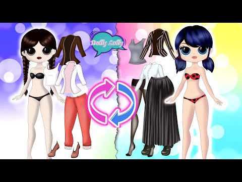 Disney princess and Miraculous Ladybug Clothes Spin Switch Up - DIY Arts & Paper Dolls Crafts