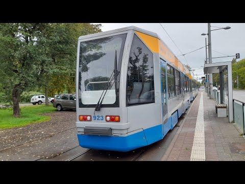 Mitfahrt in der kompletten 9 von Thekla bis S Connewitz im Beiwagen 923
