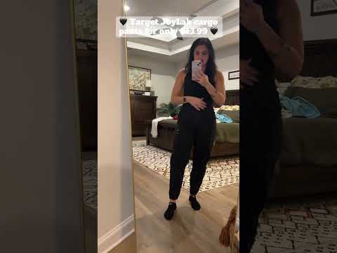 JoyLab Women's Cinch Hem Woven Cargo Pants High Rise Casual Fit