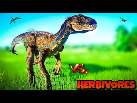 VELVET SKIN INDORAPTOR vs. ALL HERBIVORES - DINOSAUR FIGHT \ JURASSIC WORLD EVOLUTION 2 / [4K 60FPS]