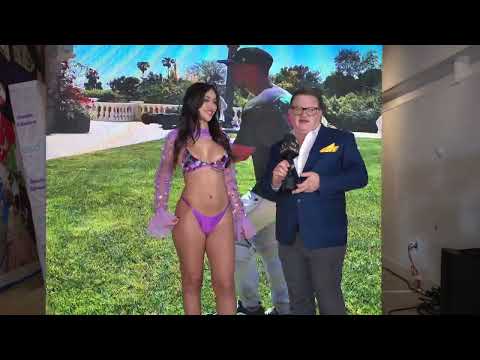 Model Ashley interviewed at Exa Shows Art Basel Miami wearing Capristan