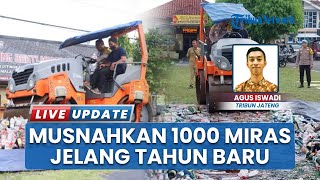 Jelang Nataru Ribuan Botol Miras Hasil Operasi Cipta Kondisi Digilas Stoom di Mapolers Kebumen