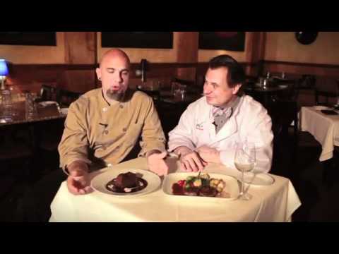 Chocolate Mousse Cake with Pepper Steak Medallions and...