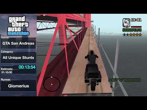 GTAMarathon 2022 - Grand Theft Auto: San Andreas All Unique Stunts by Glomerius