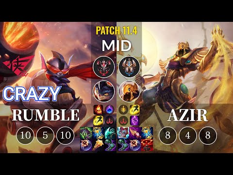 RW Crazy Rumble vs Azir Mid - KR Patch 11.4