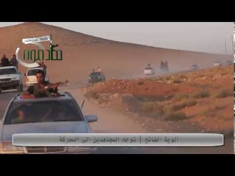 توجه عناصر ألوية الفاتح الى احدى المعارك في ريف حماة الشرقي ضمن معركة قادمون