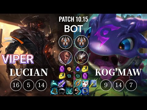 HLE Viper Lucian vs Kog'Maw Bot - KR Patch 10.15