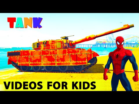 CARS for Kids & TANK in Spiderman Cartoon EPIC PARTY with Nursery Rhymes Songs for Children Video