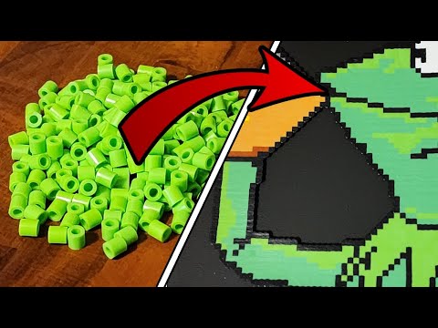 Turning “None of My Business” Kermit into Pixel Art with Perler Beads