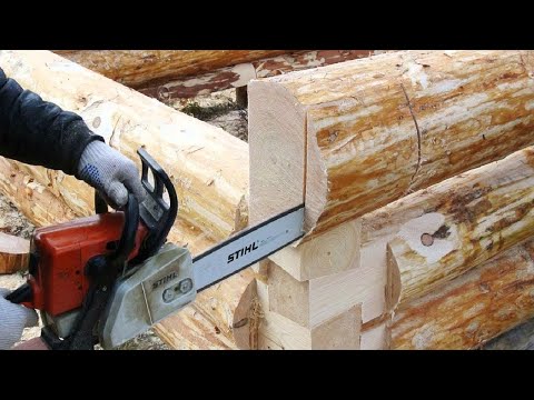 Amazing Fastest Log Cabin Build Chainsaw Skills