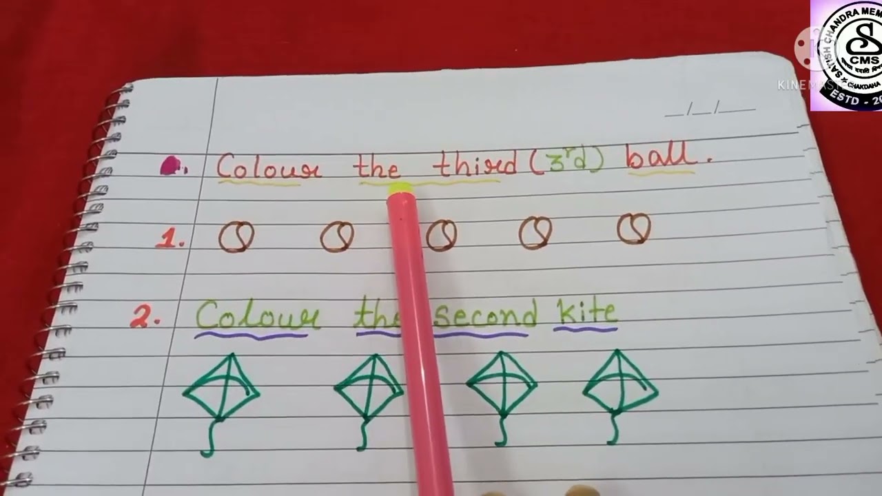 ORDINAL NUMBERS 1to 10(Work sheet)