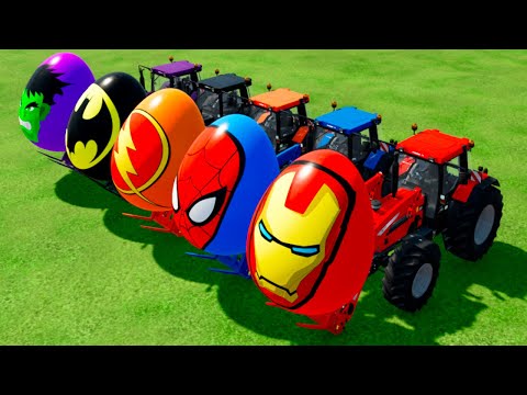 LOAD AND TRANSPORTING SUPER HEROES EGGS WITH CASE TRACTORS - Farming Simulator 22