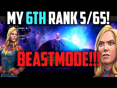 Captain Marvel Straight to Rank 5/65 + Awakening!! - Rank-Up & Gameplay - MCoC