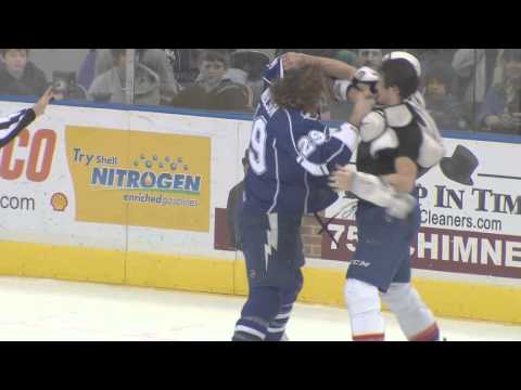 Hockey Fight! Eric Neilson vs. Jay Rosehill, 1-4-13