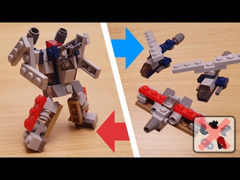 Mini LEGO brick a jet fighter and two helicopters combiner transformer robot Skyload #LEGO #MOC #レゴ