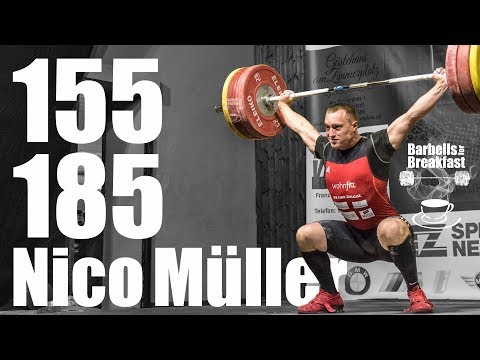 Nico Müller (78kg) 155kg Snatch 185kg Clean and Jerk - German Nationals 2017