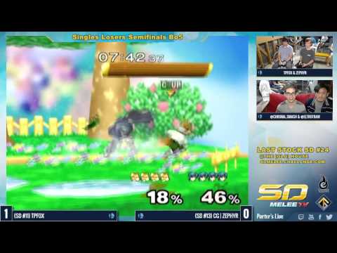 Last Stock SD #24 - TpFox (Marth) vs [GLG] Zephyr (Fox) - SSBM Losers Semis - Melee