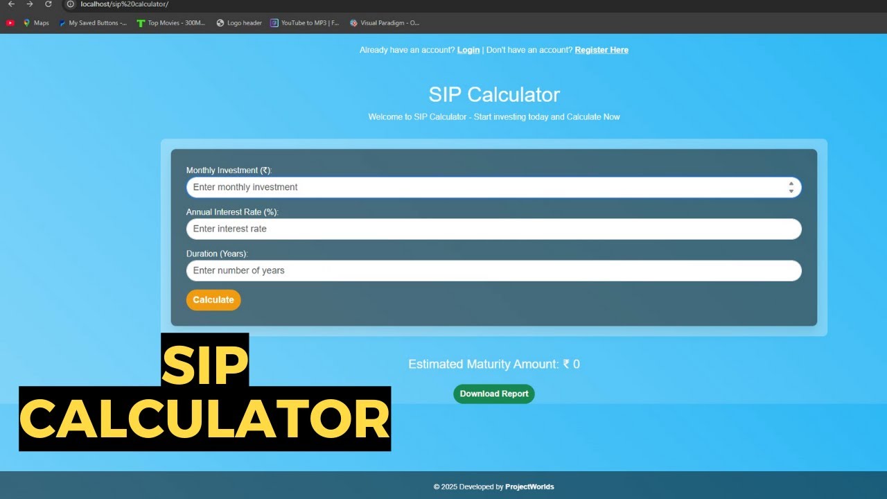 Online Sip Calculator Project  in php mysql