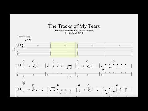 G1 The Tracks of My Tears Bass Rockschool 2024 Grade 1 Tab