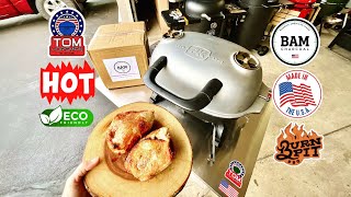 PK-GO Portable Charcoal Smoker-Grill / Hot And Fast Chicken Breasts / Using BAM! Hot Bamboo Charcoal