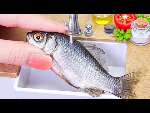 Easy Fish Recipe 🍋 Grilled Whole Fish with Lemon & Herbs in Tiny Kitchen - Mini Yummy