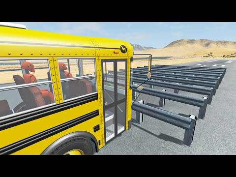 Cars vs Numerous Guardrails – BeamNG Drive | Consecutive Guardrails High Speed Crash Testing