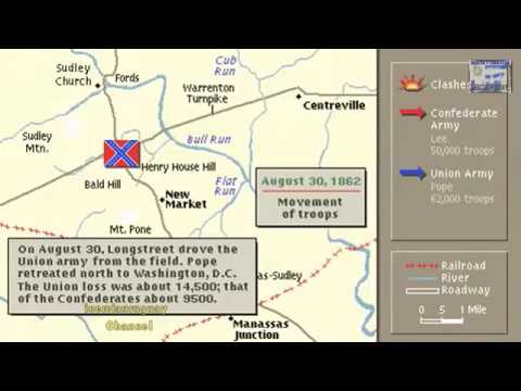CIVIL WAR, AMERICAN, SECOND BATTLE OF BULL RUN, ANIMATION ON A MAP