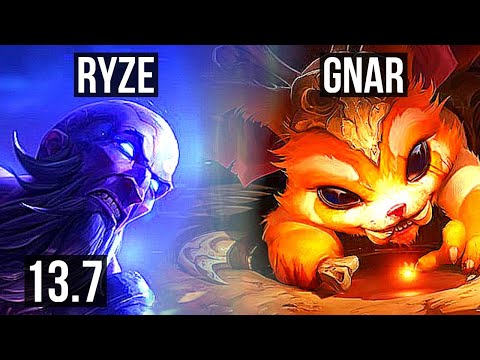 RYZE vs GNAR (TOP) | 800+ games, 3/2/8 | KR Master | 13.7