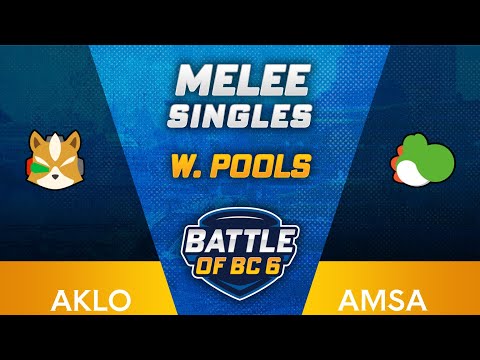 Aklo (Fox) vs aMSa (Yoshi) - Melee Singles Winners Top 32 - Battle of BC 6
