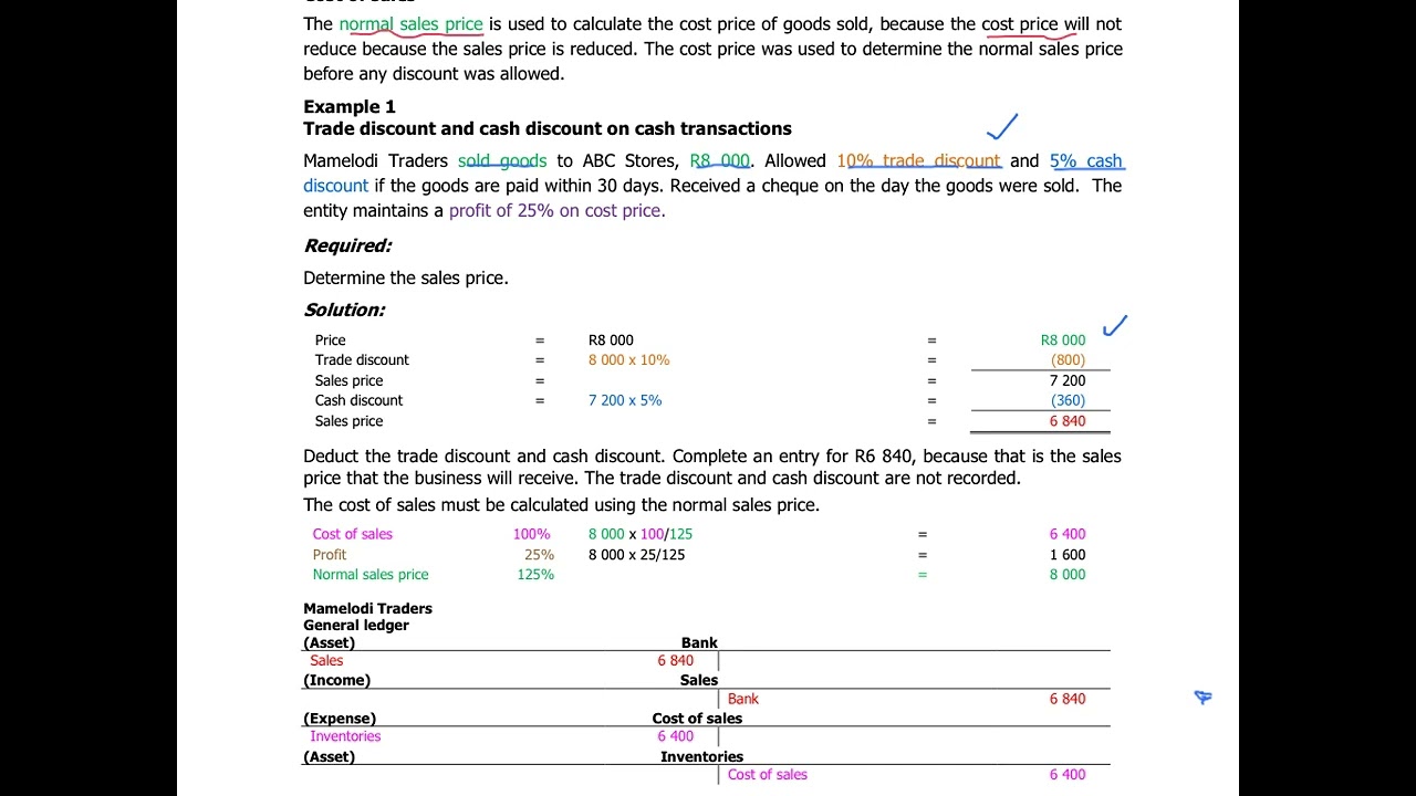 3. Trading Discount, Cash Discount & Cost of Sales
