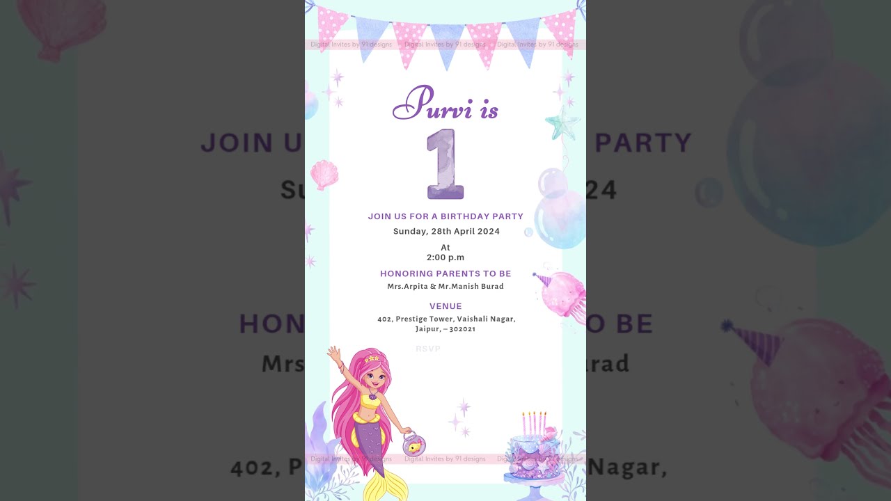 Neon Lights Birthday Bash Invite