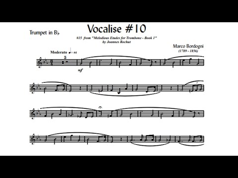 🎺🎺 [TRUMPET VOCALISE ETUDE] Marcos Bordogni Vocalise for Trumpet #10 (Demo Solo and play-along)