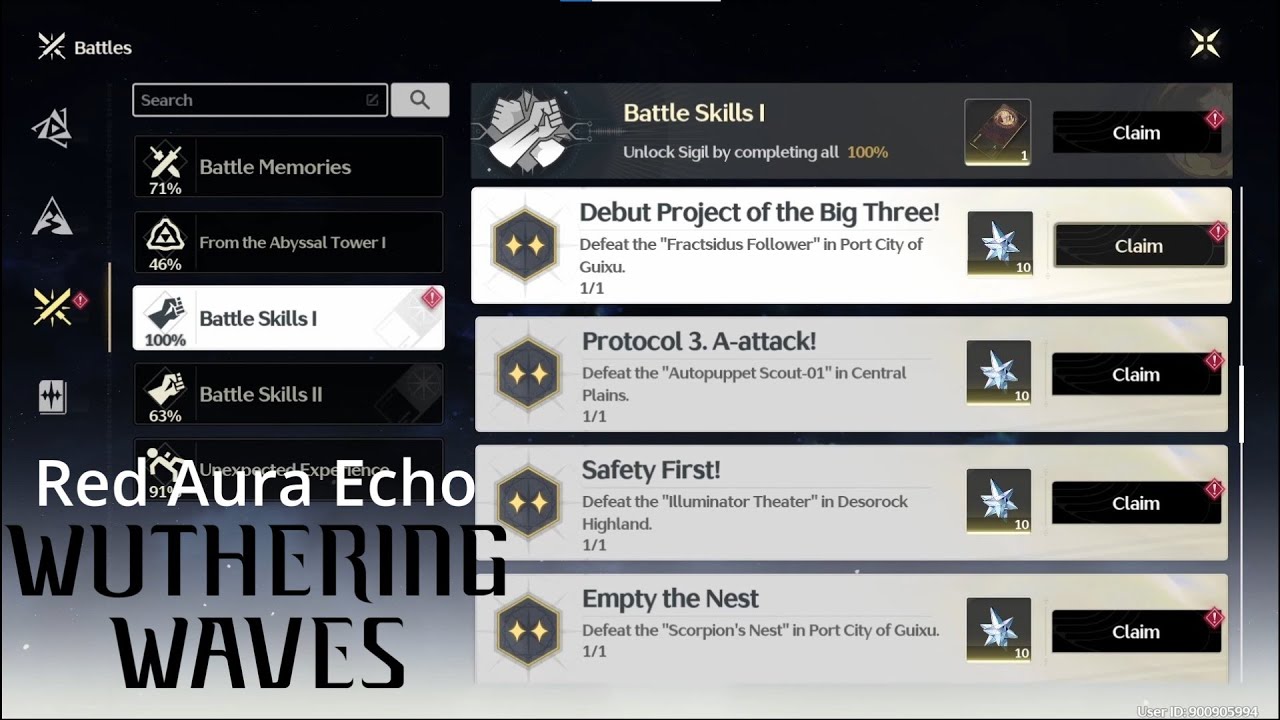 Wuthering Waves - Battle Skills I achievements