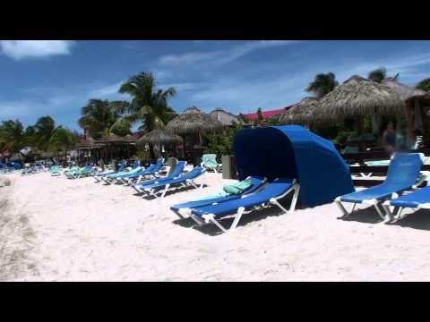 Sandals Grande St Lucian beach. Lots of shade cabanas
