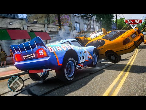 Crazy Rayo Lightning McQueen Dinoco Car Crashes Ep.27 - GTA 4