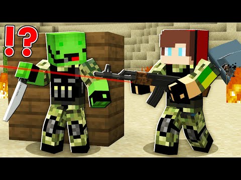 Ultimate Minecraft War: JJ and Mikey Join the Army!
