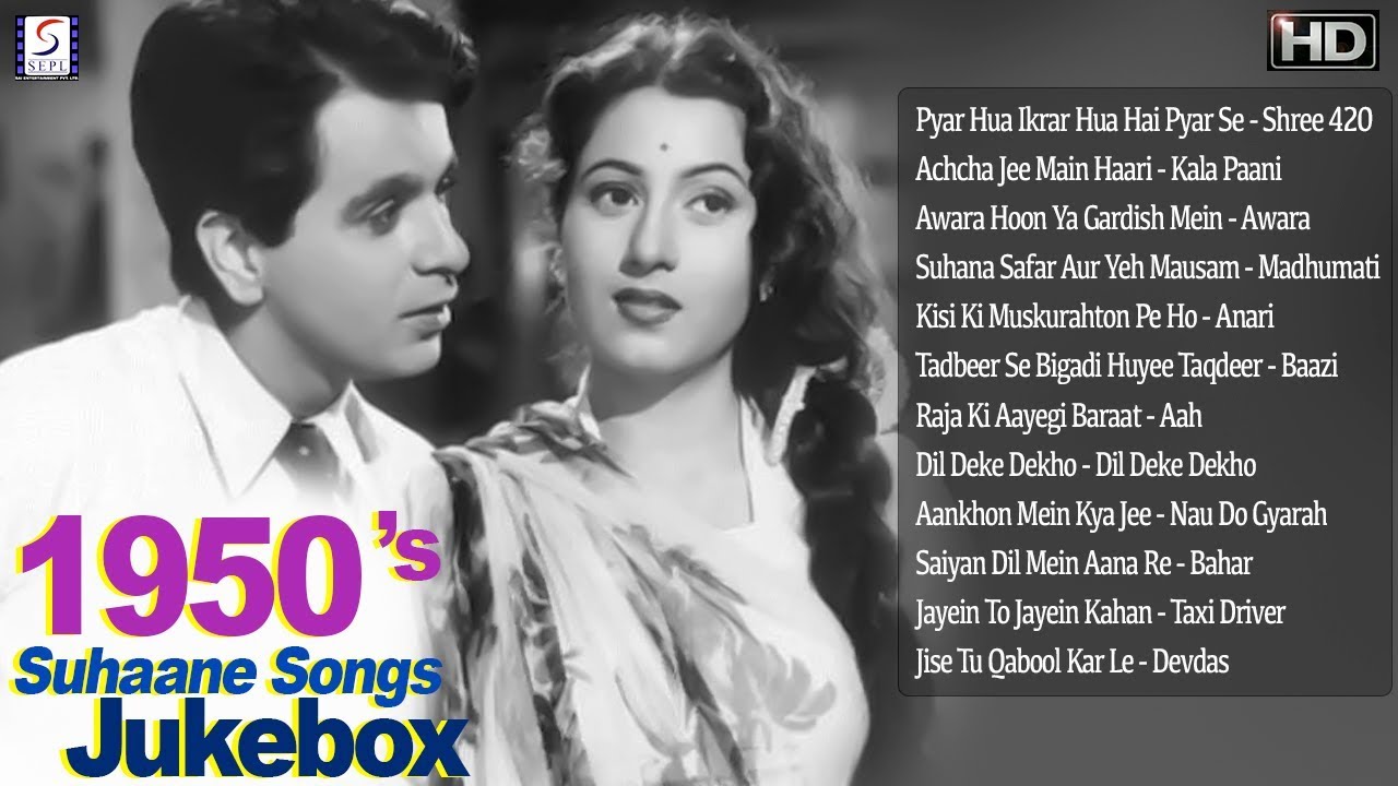 1950's Super Hit Suhaane Video Songs Jukebox  - B&W - HD - Part 1