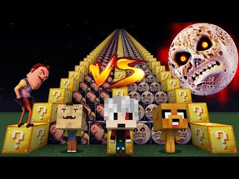 HELLO NEIGHBOR VS KORKUNÇ AY MERDİVEN ŞANS BLOKLARI - Minecraft