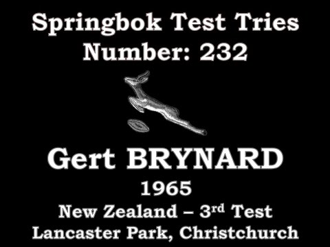 Gert Brynard – Springbok Tries vs All Blacks 1965 3rd Test Lancaster Park (Test Try 232)