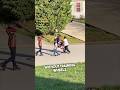 The little neighbors taught him how to ride a bike ❤️
