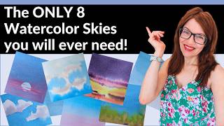 The Only 8 Watercolor Skies you will ever need! (EASY Beginner Tutorial)
